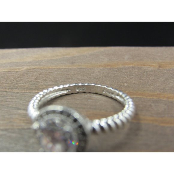 Size 7 Sterling Silver Halo Style CZ Braided Band Ring Vintage Statement - Picture 5 of 8